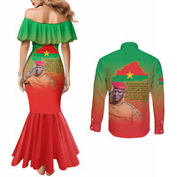 I Stand With Traore Couples Matching Mermaid Dress and Long Sleeve Button Shirt Burkina Faso Flag Map - African Pattern