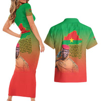 I Stand With Traore Couples Matching Short Sleeve Bodycon Dress and Hawaiian Shirt Burkina Faso Flag Map - African Pattern