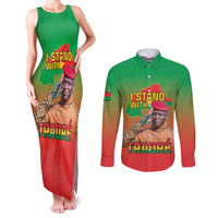 I Stand With Traore Couples Matching Tank Maxi Dress and Long Sleeve Button Shirt Burkina Faso Flag Map - African Pattern