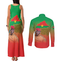 I Stand With Traore Couples Matching Tank Maxi Dress and Long Sleeve Button Shirt Burkina Faso Flag Map - African Pattern