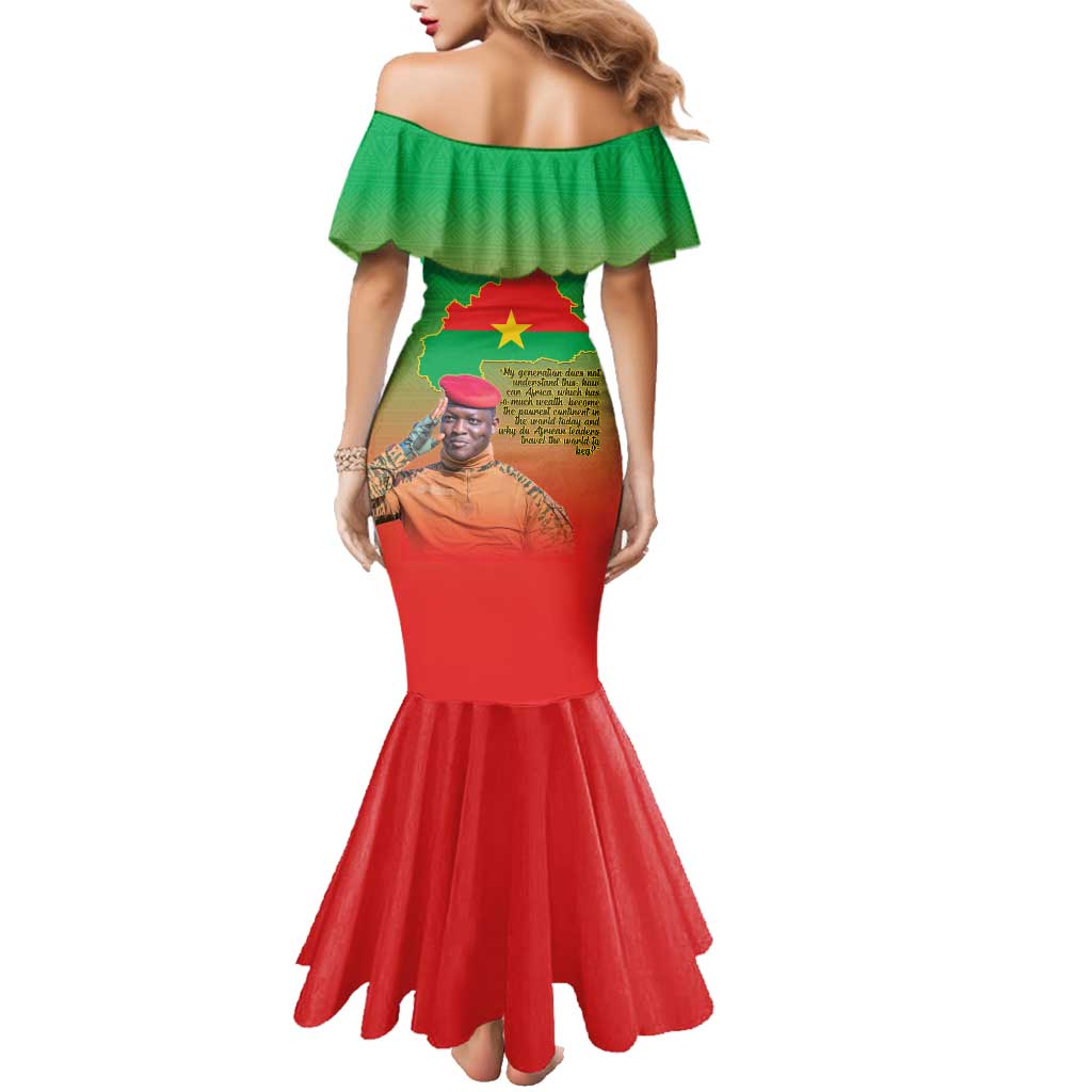 I Stand With Traore Family Matching Mermaid Dress and Hawaiian Shirt Burkina Faso Flag Map - African Pattern