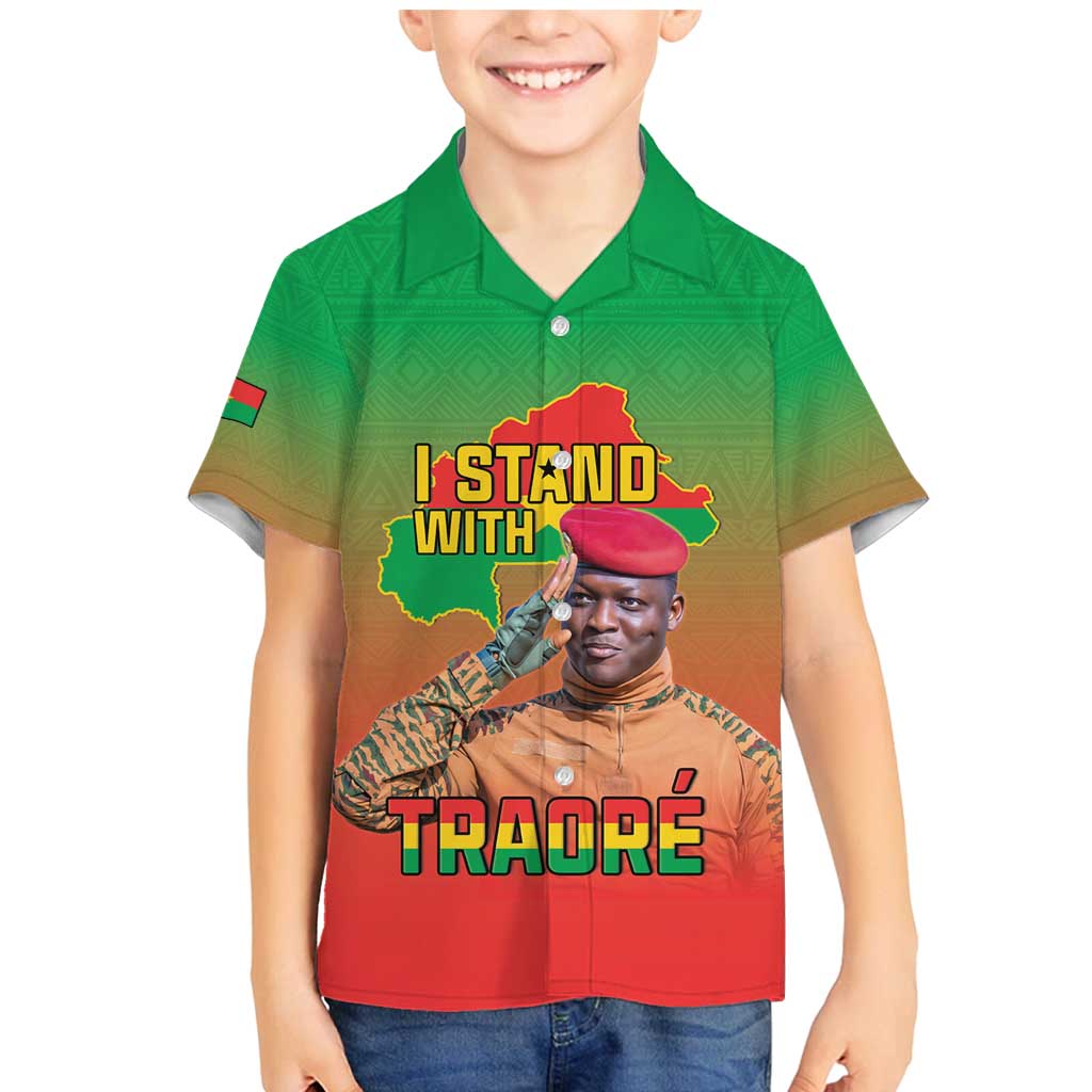 I Stand With Traore Family Matching Mermaid Dress and Hawaiian Shirt Burkina Faso Flag Map - African Pattern
