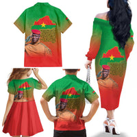 I Stand With Traore Family Matching Off The Shoulder Long Sleeve Dress and Hawaiian Shirt Burkina Faso Flag Map - African Pattern