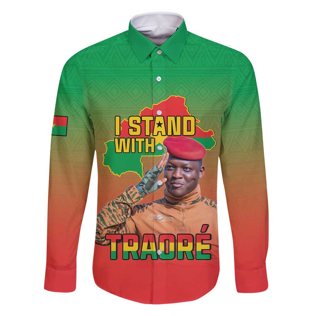 I Stand With Traore Family Matching Off Shoulder Maxi Dress and Hawaiian Shirt Burkina Faso Flag Map - African Pattern
