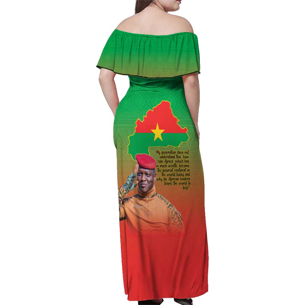 I Stand With Traore Family Matching Off Shoulder Maxi Dress and Hawaiian Shirt Burkina Faso Flag Map - African Pattern