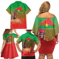 I Stand With Traore Family Matching Off Shoulder Short Dress and Hawaiian Shirt Burkina Faso Flag Map - African Pattern