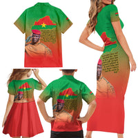 I Stand With Traore Family Matching Short Sleeve Bodycon Dress and Hawaiian Shirt Burkina Faso Flag Map - African Pattern