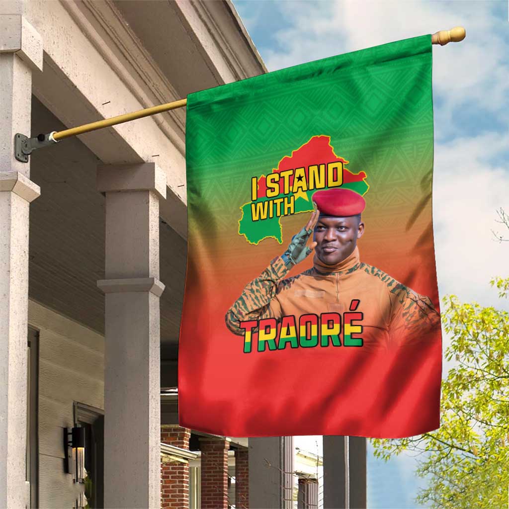 I Stand With Traore Garden Flag Burkina Faso Flag Map - African Pattern