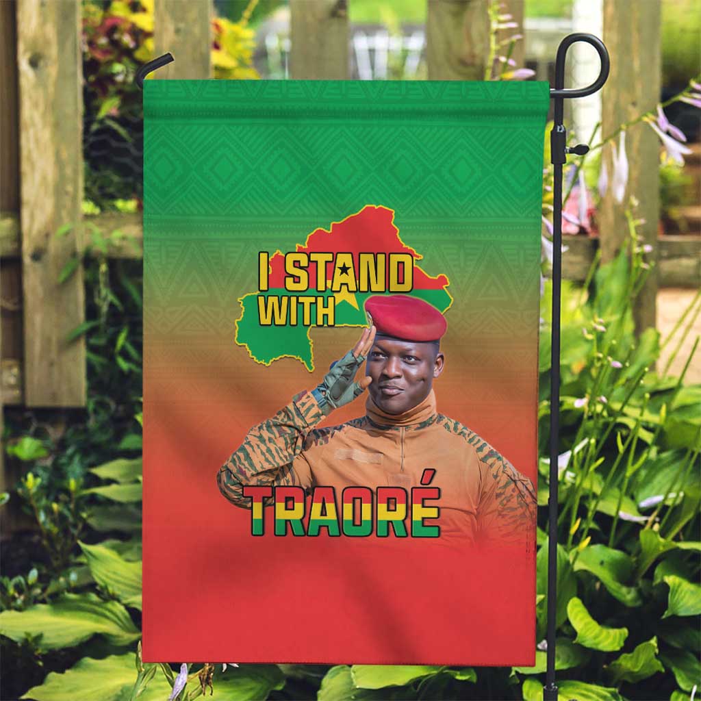 I Stand With Traore Garden Flag Burkina Faso Flag Map - African Pattern