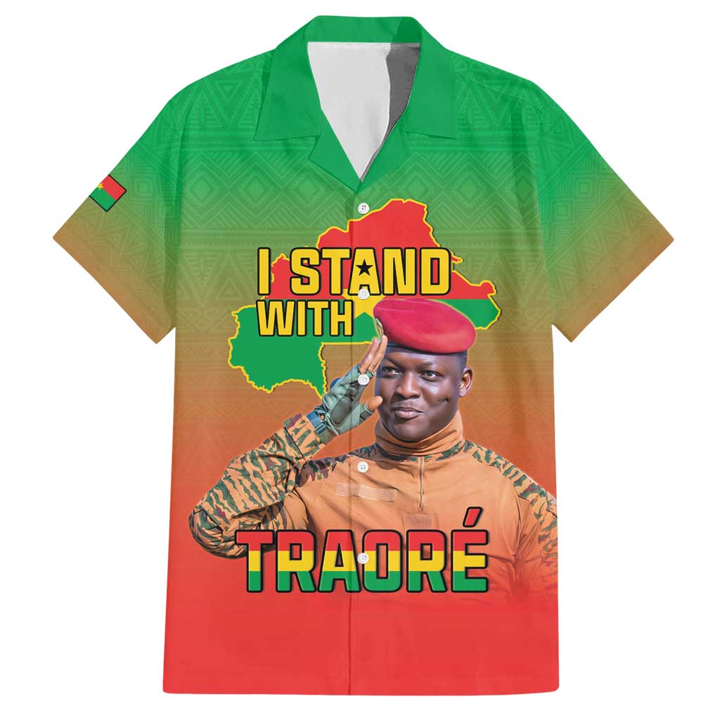 I Stand With Traore Hawaiian Shirt Burkina Faso Flag Map - African Pattern