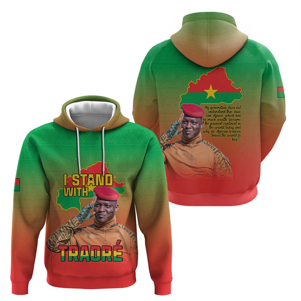 I Stand With Traore Hoodie Burkina Faso Flag Map - African Pattern