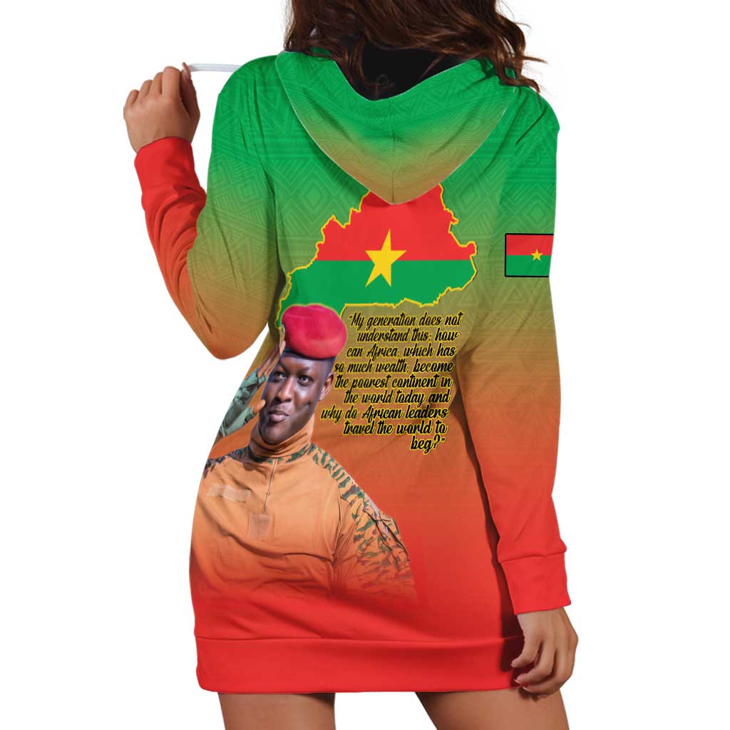 I Stand With Traore Hoodie Dress Burkina Faso Flag Map - African Pattern