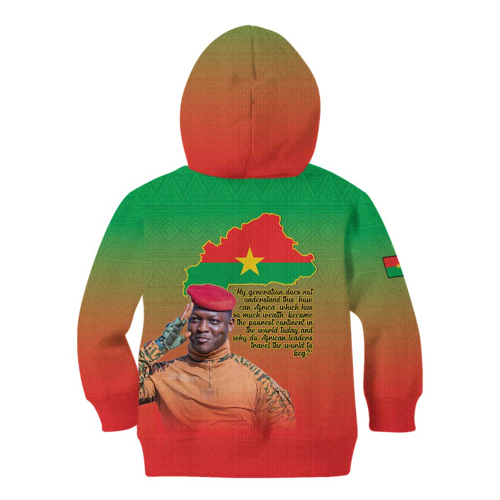 I Stand With Traore Kid Hoodie Burkina Faso Flag Map - African Pattern
