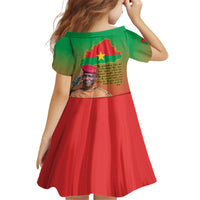 I Stand With Traore Kid Short Sleeve Dress Burkina Faso Flag Map - African Pattern