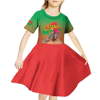 I Stand With Traore Kid Short Sleeve Dress Burkina Faso Flag Map - African Pattern