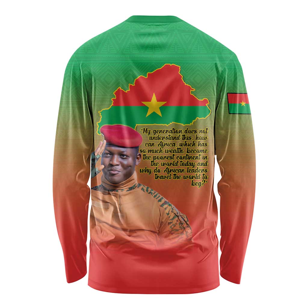 I Stand With Traore Long Sleeve Shirt Burkina Faso Flag Map - African Pattern