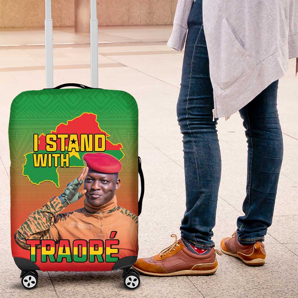 I Stand With Traore Luggage Cover Burkina Faso Flag Map - African Pattern