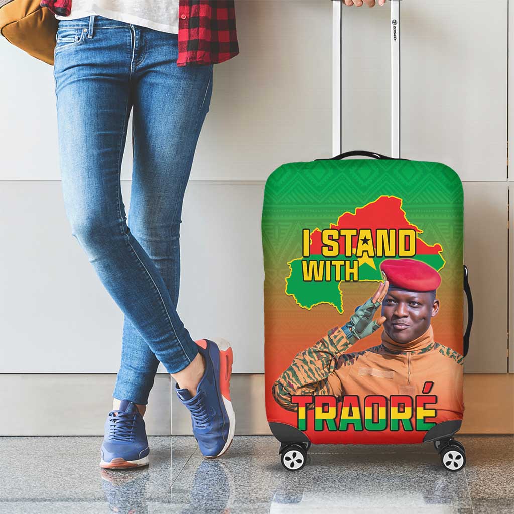I Stand With Traore Luggage Cover Burkina Faso Flag Map - African Pattern