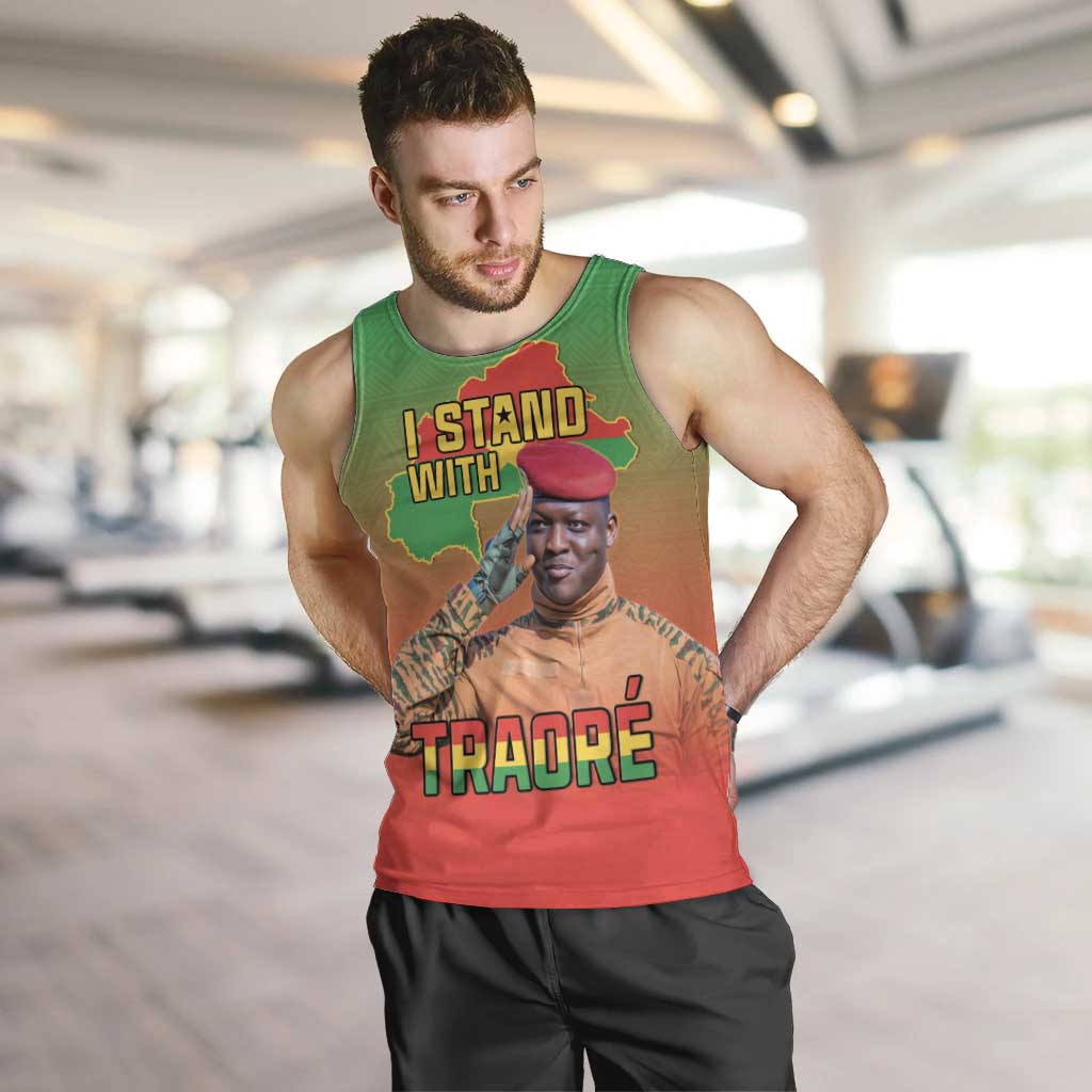 I Stand With Traore Men Tank Top Burkina Faso Flag Map - African Pattern