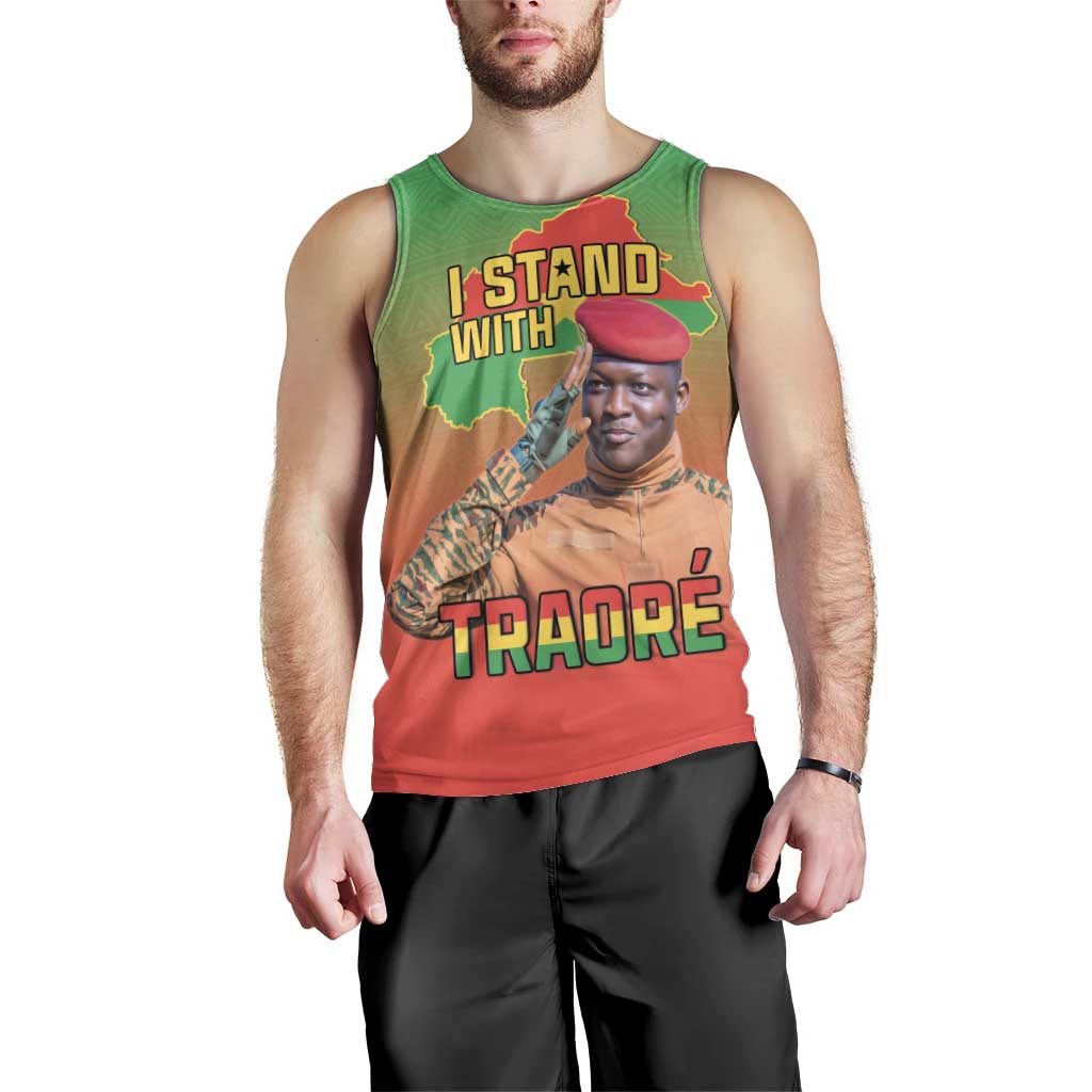 I Stand With Traore Men Tank Top Burkina Faso Flag Map - African Pattern