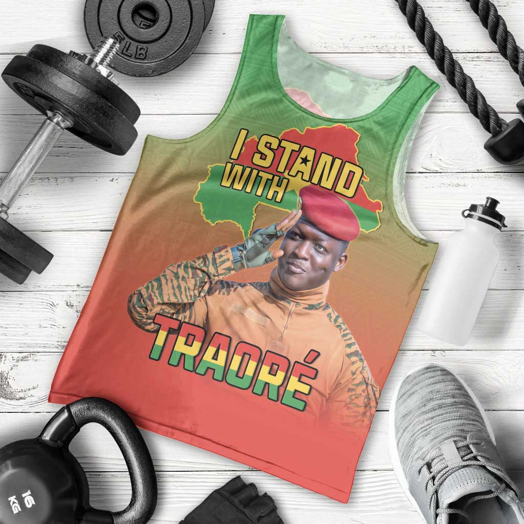 I Stand With Traore Men Tank Top Burkina Faso Flag Map - African Pattern