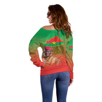 I Stand With Traore Off Shoulder Sweater Burkina Faso Flag Map - African Pattern
