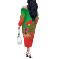 I Stand With Traore Off The Shoulder Long Sleeve Dress Burkina Faso Flag Map - African Pattern