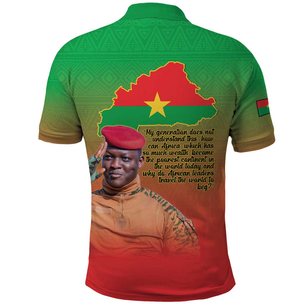I Stand With Traore Polo Shirt Burkina Faso Flag Map - African Pattern
