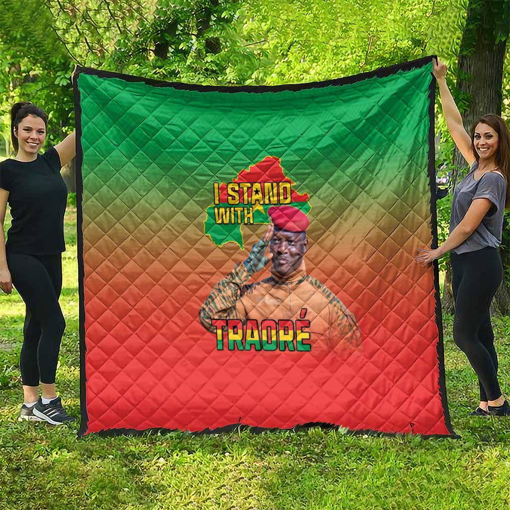 I Stand With Traore Quilt Burkina Faso Flag Map - African Pattern
