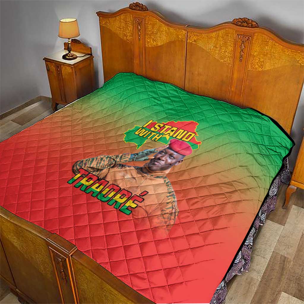 I Stand With Traore Quilt Burkina Faso Flag Map - African Pattern
