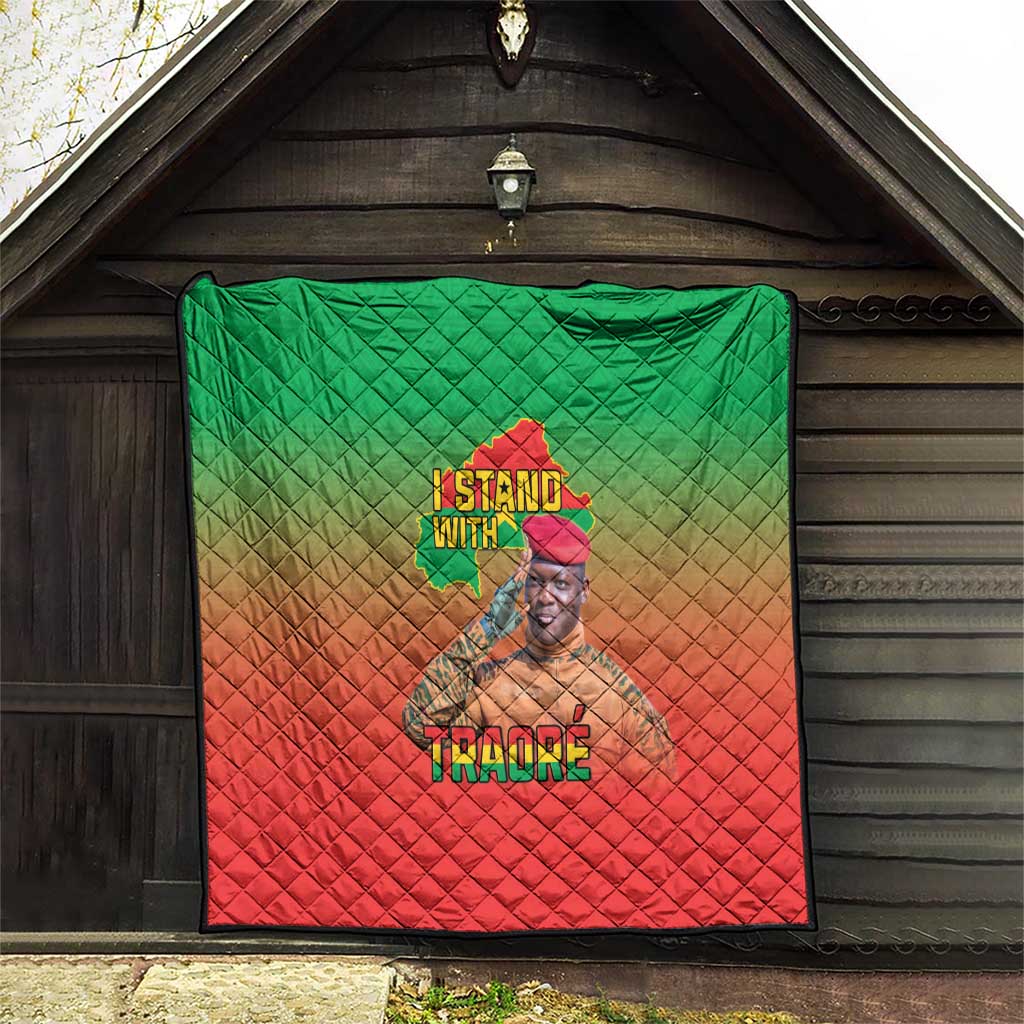 I Stand With Traore Quilt Burkina Faso Flag Map - African Pattern