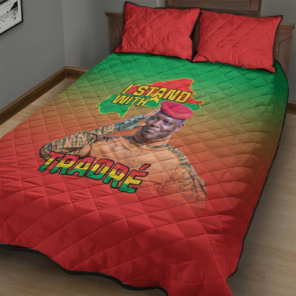 I Stand With Traore Quilt Bed Set Burkina Faso Flag Map - African Pattern