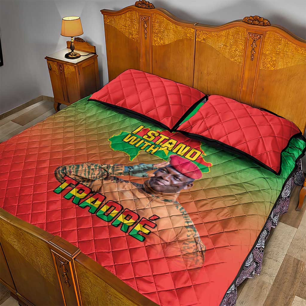 I Stand With Traore Quilt Bed Set Burkina Faso Flag Map - African Pattern