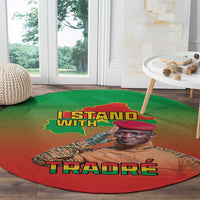 I Stand With Traore Round Carpet Burkina Faso Flag Map - African Pattern