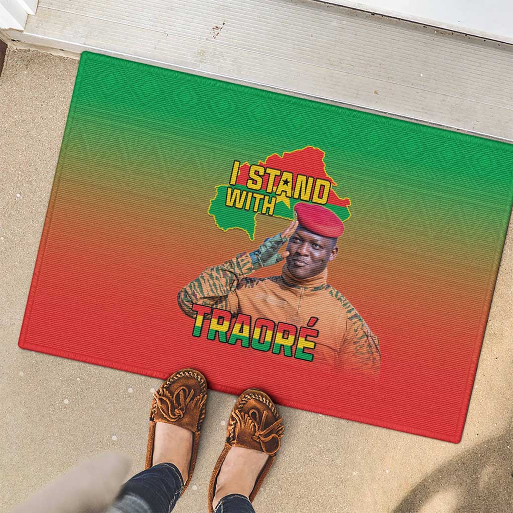 I Stand With Traore Rubber Doormat Burkina Faso Flag Map - African Pattern