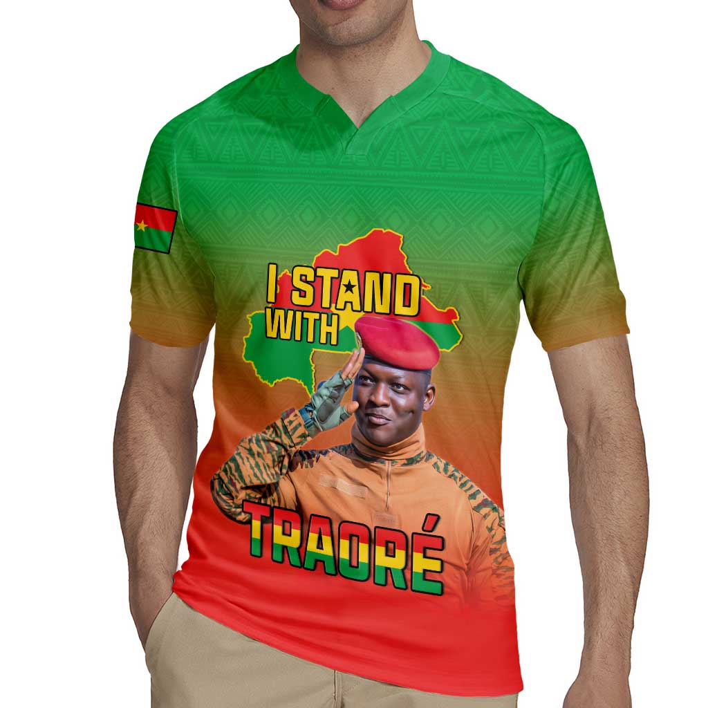 I Stand With Traore Rugby Jersey Burkina Faso Flag Map - African Pattern