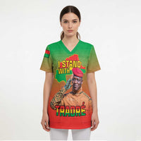 I Stand With Traore Scrub Top Burkina Faso Flag Map - African Pattern - Wonder Print Shop