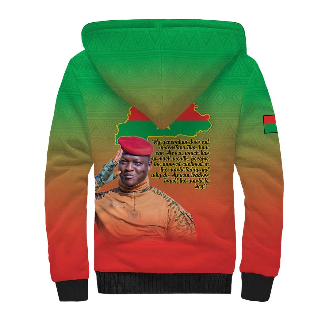 I Stand With Traore Sherpa Hoodie Burkina Faso Flag Map - African Pattern