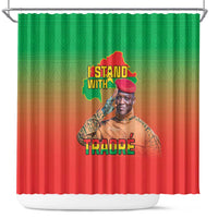 I Stand With Traore Shower Curtain Burkina Faso Flag Map - African Pattern