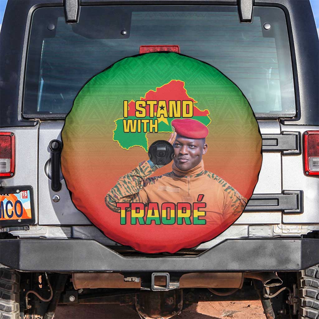 I Stand With Traore Spare Tire Cover Burkina Faso Flag Map - African Pattern