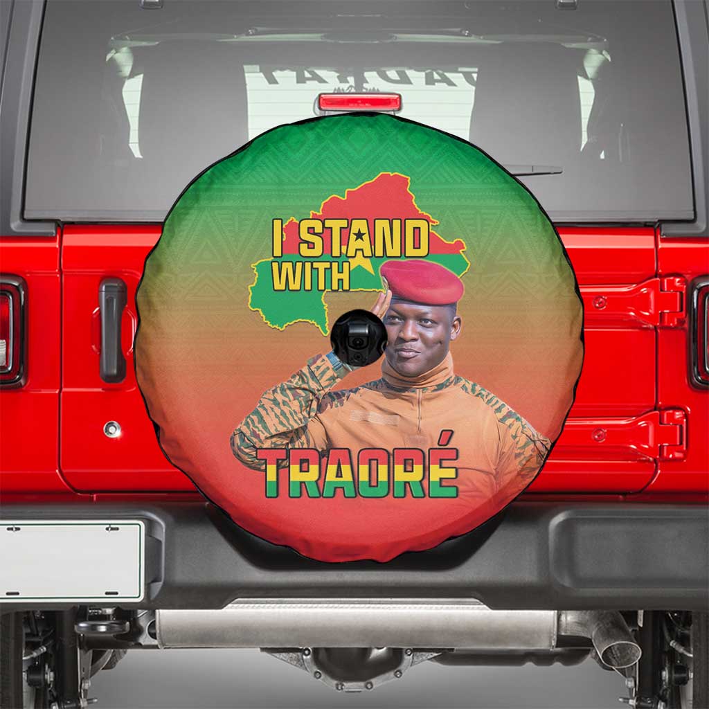 I Stand With Traore Spare Tire Cover Burkina Faso Flag Map - African Pattern