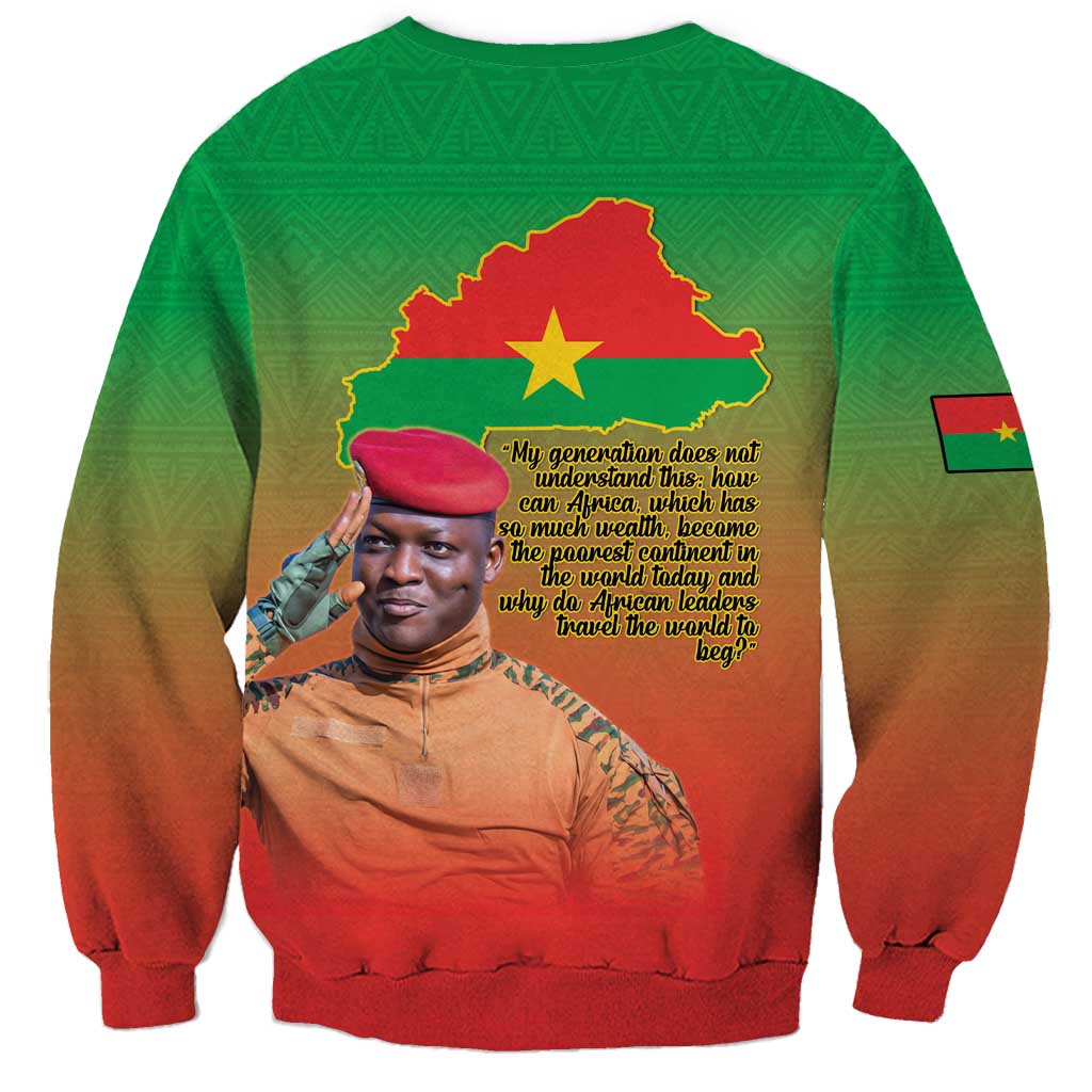 I Stand With Traore Sweatshirt Burkina Faso Flag Map - African Pattern