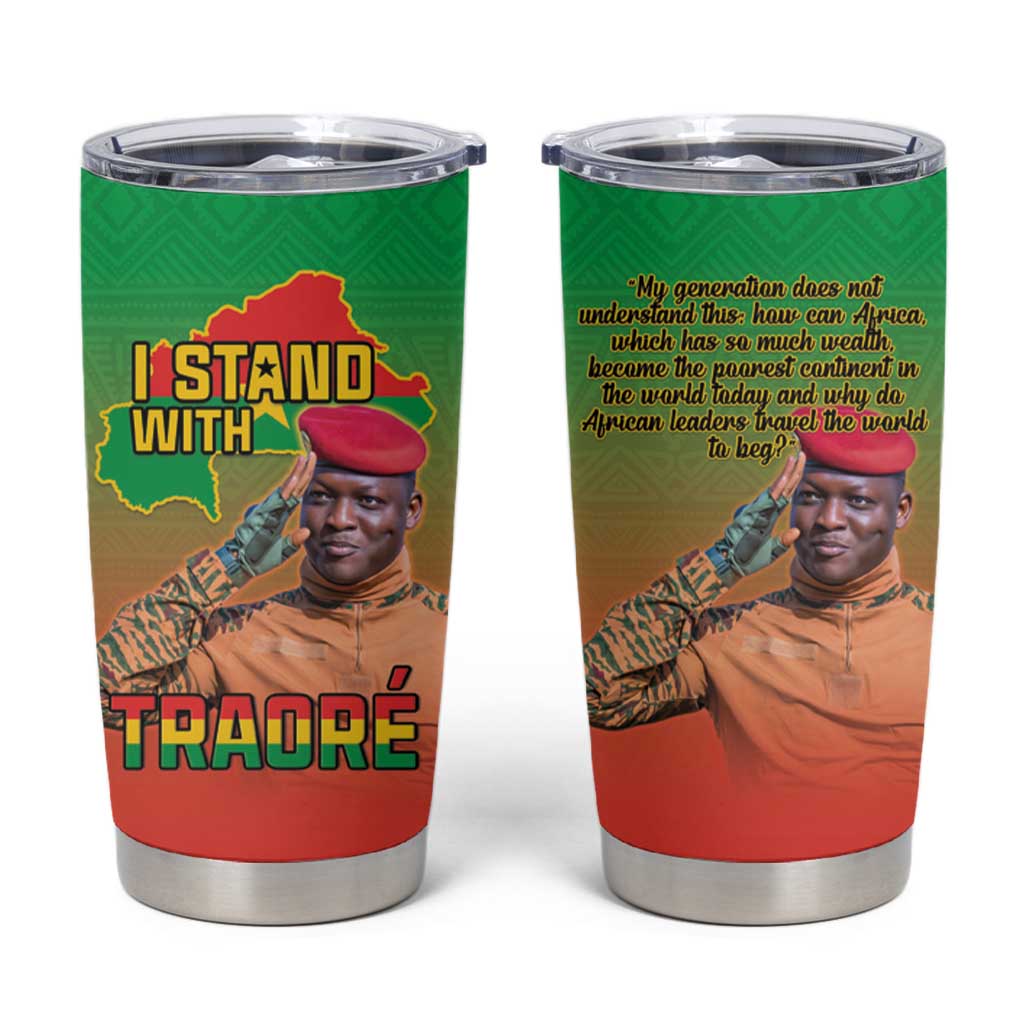 I Stand With Traore Tumbler Cup Burkina Faso Flag Map - African Pattern