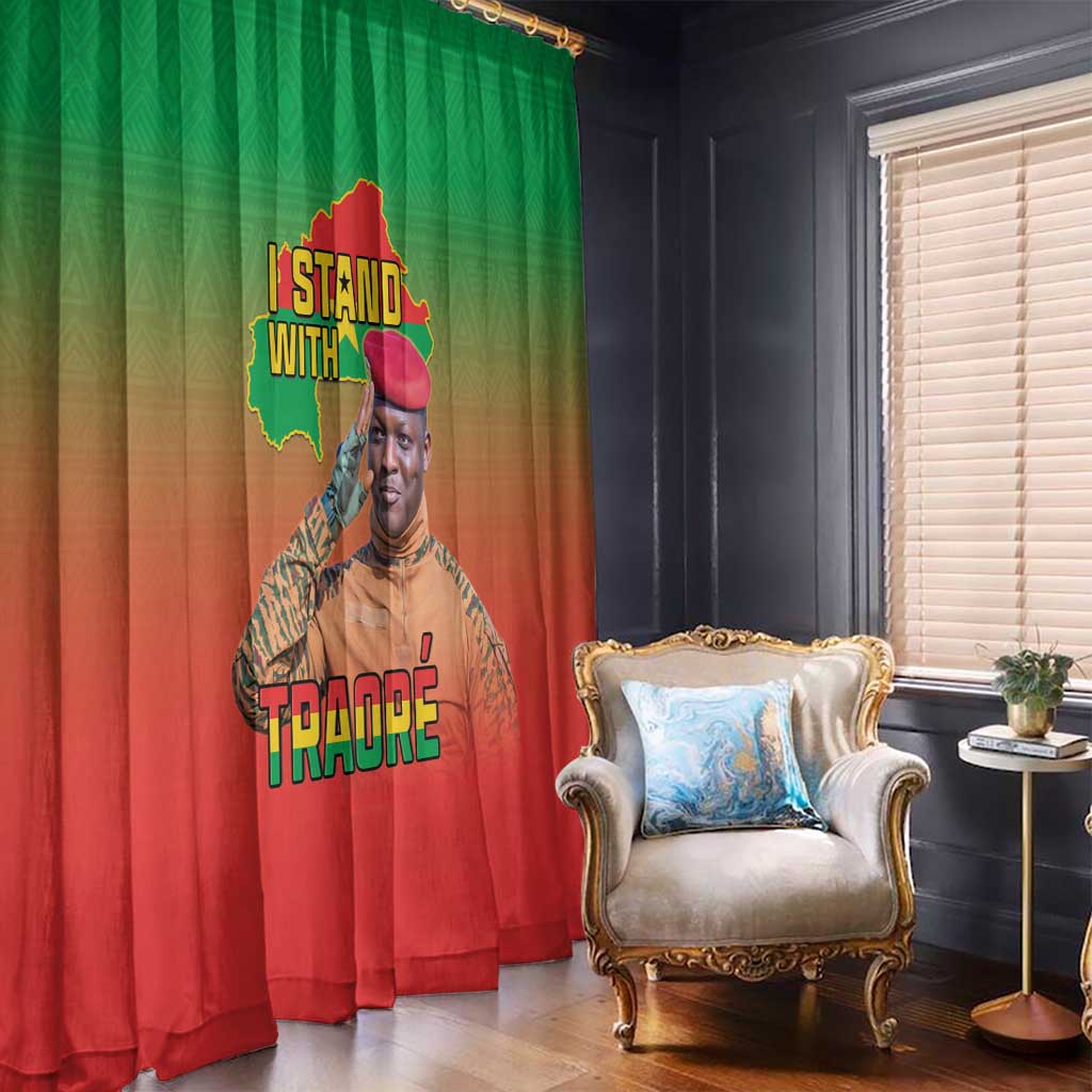 I Stand With Traore Window Curtain Burkina Faso Flag Map - African Pattern