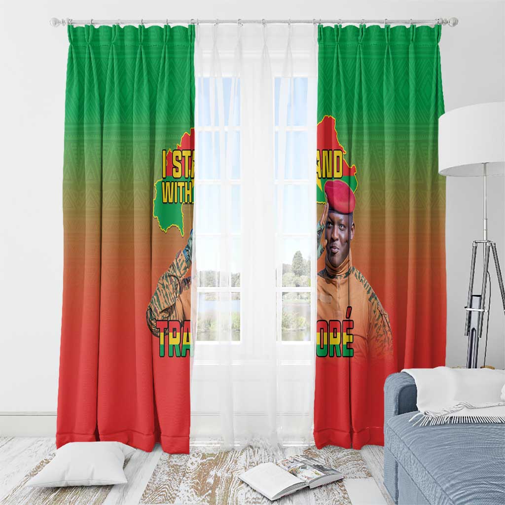 I Stand With Traore Window Curtain Burkina Faso Flag Map - African Pattern