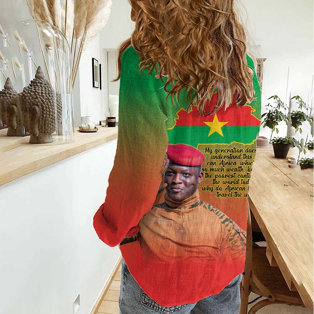 I Stand With Traore Women Casual Shirt Burkina Faso Flag Map - African Pattern