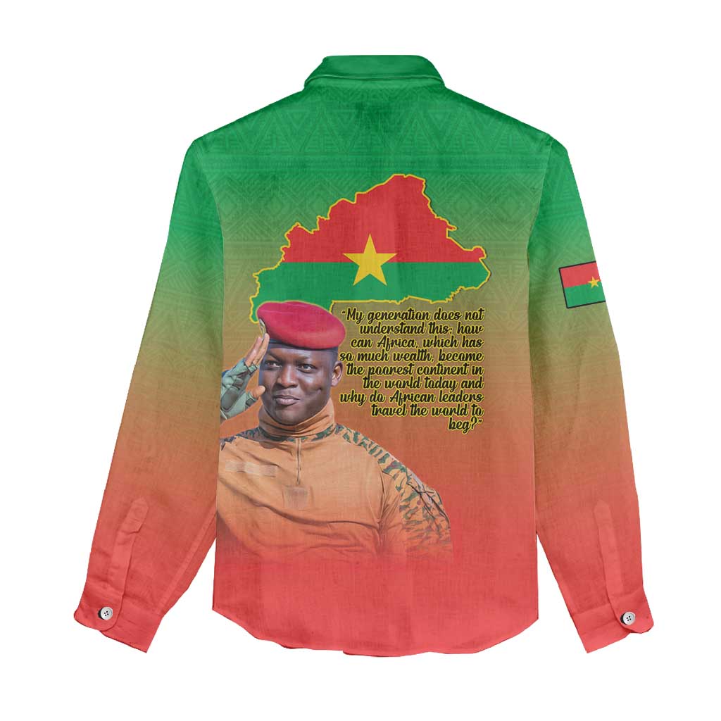 I Stand With Traore Women Casual Shirt Burkina Faso Flag Map - African Pattern
