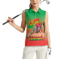 I Stand With Traore Women Sleeveless Polo Shirt Burkina Faso Flag Map - African Pattern