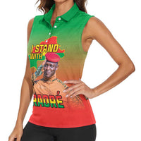 I Stand With Traore Women Sleeveless Polo Shirt Burkina Faso Flag Map - African Pattern