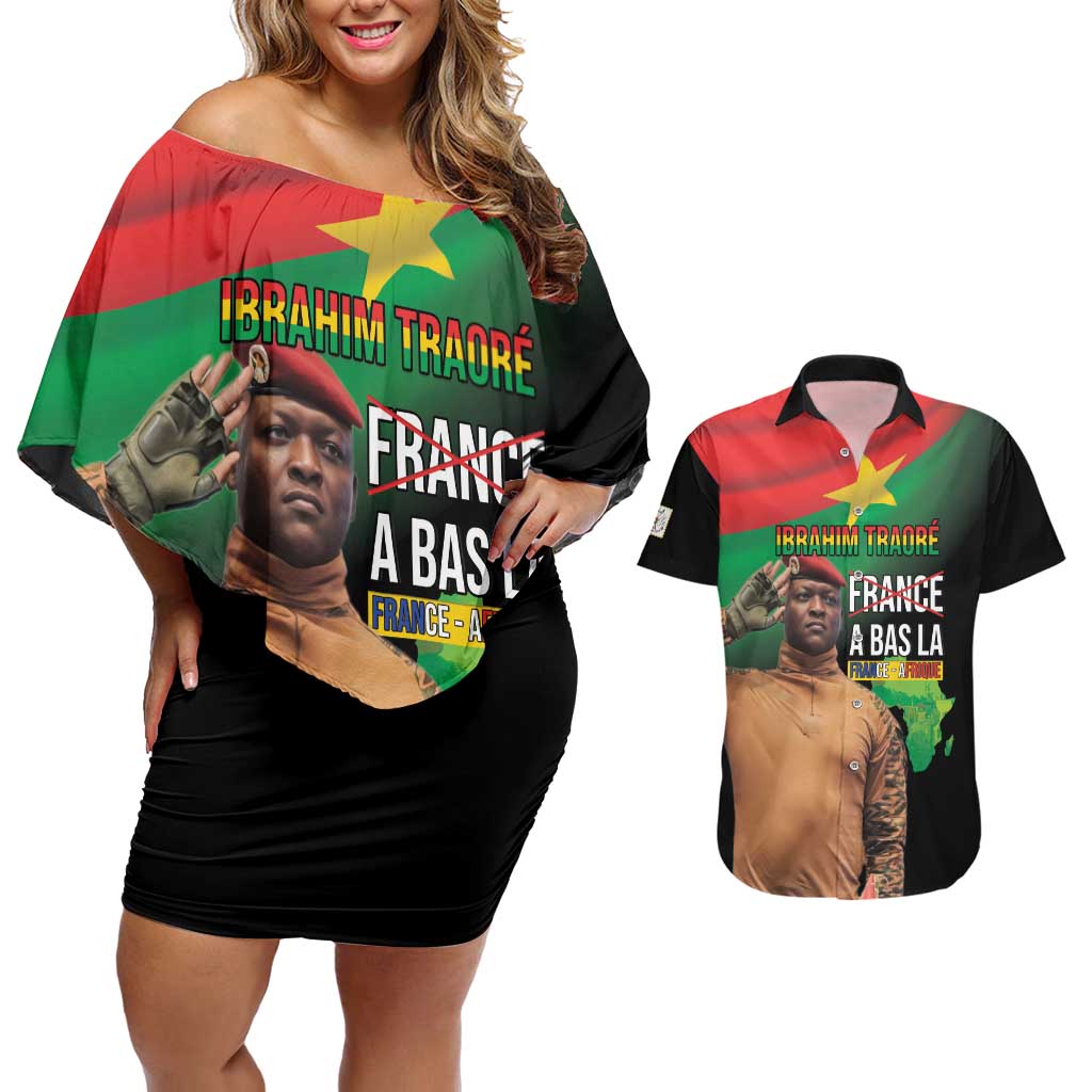 Traore Burkina Faso Couples Matching Off Shoulder Short Dress and Hawaiian Shirt A Bas La France - Afrique